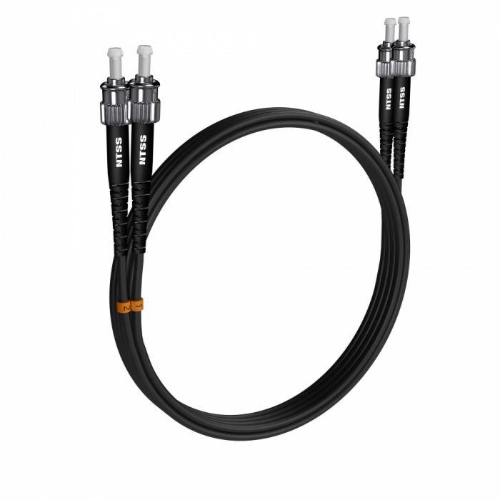 Шнур оптический NTSS PREMIUM dpc ST/UPC-ST/UPC 9/125 2.0мм 1м черный LSZH (патч-корд)