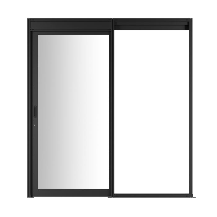 Дверной блок системы изоляции NTSS 42U, с одной механической дверью, стекло, с замком, для коридора без правого ряда шириной 1000 мм, RAL 9005 чёрный