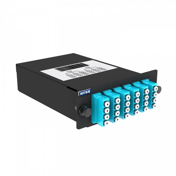 Кассета кроссовая NTSS STANDART 2 разъема MPO/UPC (male) 50/125 OМ3, на 24 LC/UPС (6 QLC/UPC), полярность А, черный