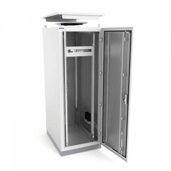 Шкаф напольный климатический NTSS RT 42U (ШхВхГ) 600x2175x800 мм, 4 профиля 19, с обогревом 400W и вентиляцией, IP55, серый RAL 7035