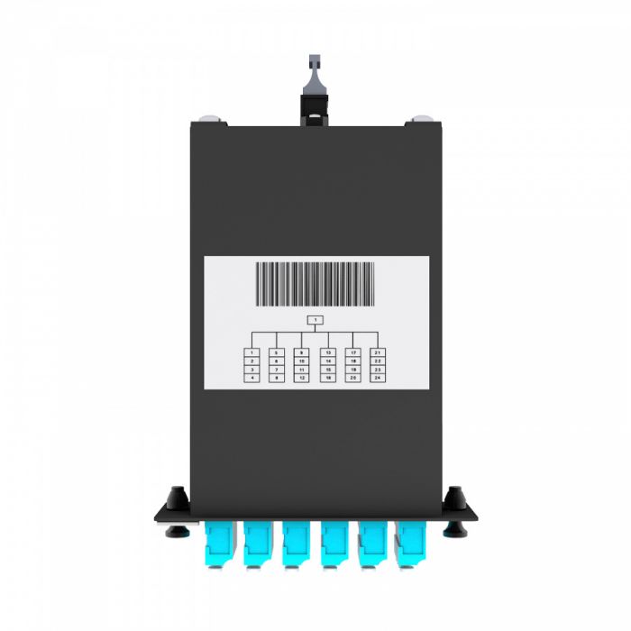 Кассета кроссовая NTSS PREMIUM 1 разъем MTP/UPC (male) 50/125 OМ3, на 24 LC/UPС (6 QLC/UPC), полярность АF, черный