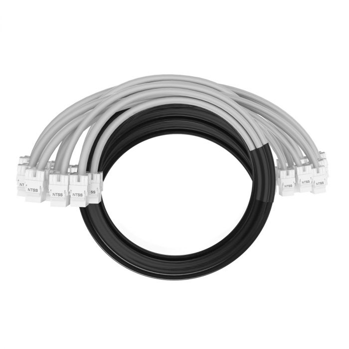 Кабельная сборка NTSS PREMIUM 12pc, UTP CAT5e, оконцована разъемами KEYSTONE RJ45 UTP CAT5e, заделка в чулке, вывод 0.6м, длина 21м, LSZH, серый
