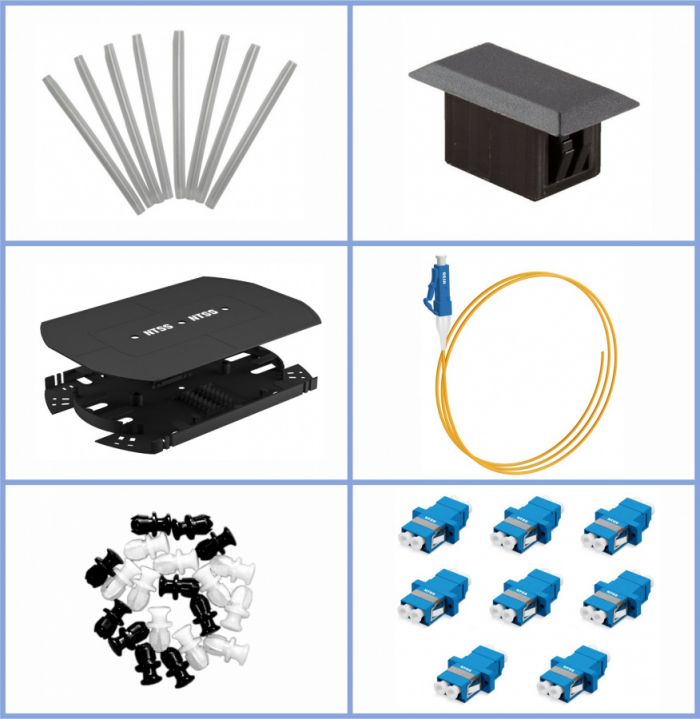 Кросс NTSS оптический 19'' укомплектованный 4U, 144 порта LC/UPC duplex, 9/125 мкм (планки, сплайс-кассета 9шт, пигтейлы, КДЗС, адаптеры) черный RAL 9005