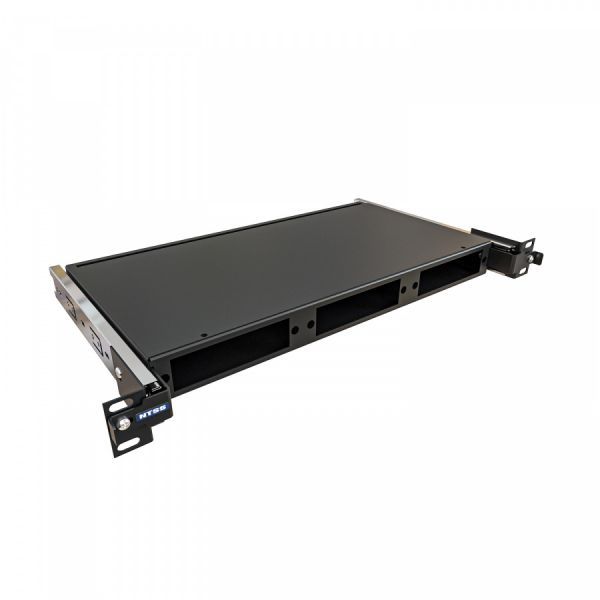 Кросс NTSS оптический выдвижной 19'' укомплектованный 1U, 8 портов LC/UPC duplex, 9/125 мкм (планки, сплайс-кассета, пигтейлы, КДЗС, адаптеры) черный RAL 9005