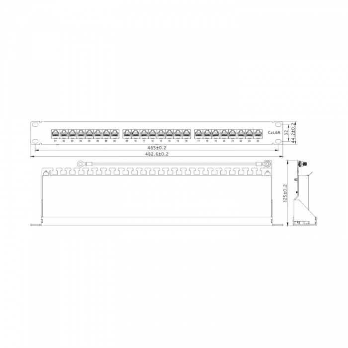 Патч-панель NTSS PREMIUM 1U 24 порта RJ45  FTP cat.6A, Krone IDC (инструмент в комплекте), с органайзером