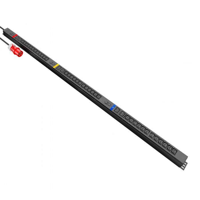 Блок распр.питания NTSS, Basic, 3ф16А, 11кВт, 3 гидр.авт., (36)С13, (6)С19, сталь, 3м каб., вил. IEC 60309