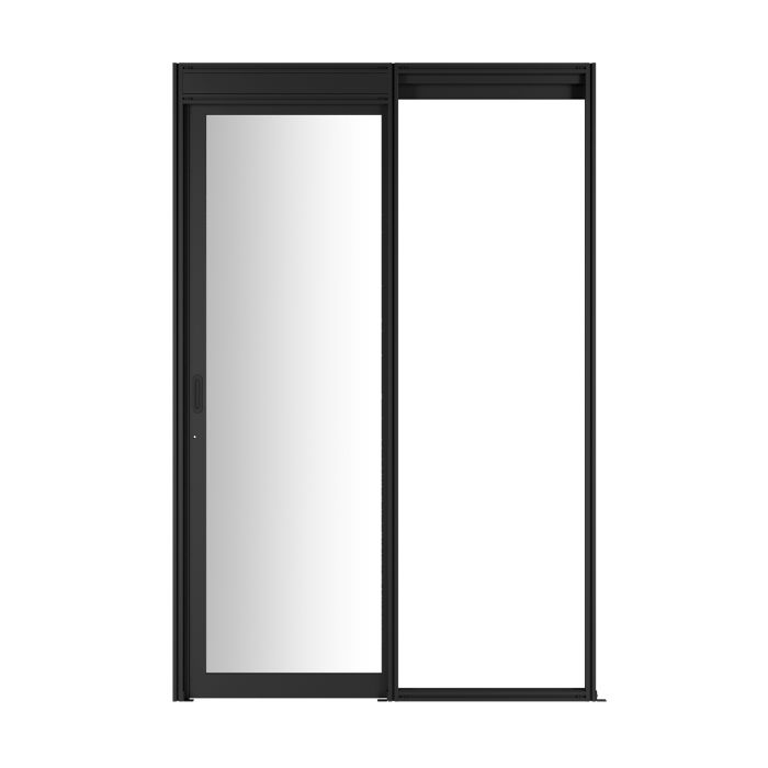 Дверной блок системы изоляции NTSS 48U, с одной механической дверью, стекло, для коридора без правого ряда шириной 800 мм, RAL 9005 чёрный