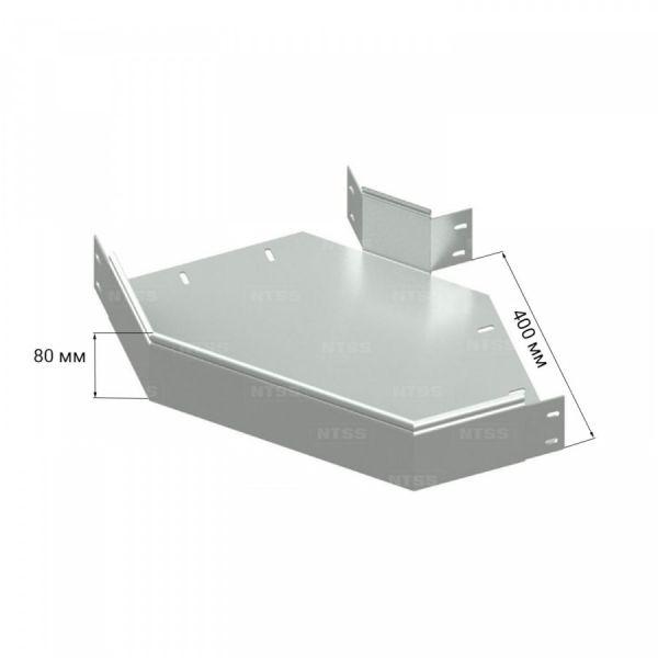 Горизонтальный угол NTSS 90° 80х400, толщина 1,0 (с крышкой)