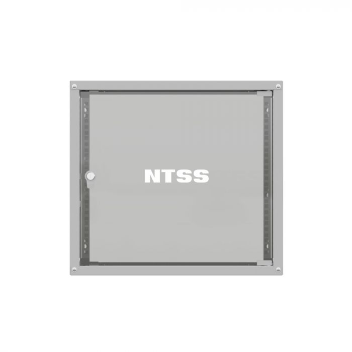 Шкаф настенный телекоммуникационный NTSS LIME 12U 550х450х635мм, 2 профиля 19, дверь стеклянная, боковые стенки несъемные, разобранный, серый RAL 7035